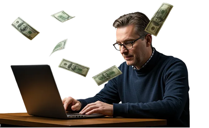 person trading on his laptop